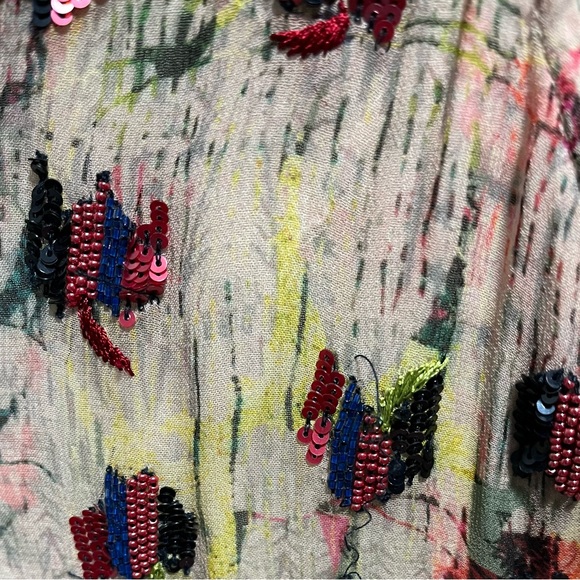 Anthropologie Bhanuni by Jyoti maxi sequin ruffle sleeveless dress size 0 xs - Picture 6 of 13